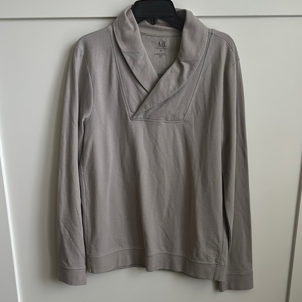Armani Exchange Taupe/Gray Men's Cowl Neck Pullover